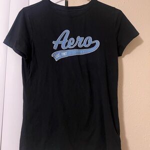 Aeropostale | Black T-Shirt with Blue Logo